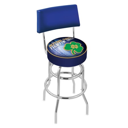 Holland Bar Stool Co 30" Chrome 2-Ring Notre Dame Shamrock Swivel Bar Stool, Back L7C430ND-Shm-D2